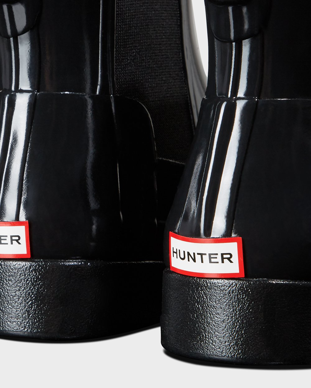 Womens Chelsea Boots - Hunter Refined Gloss Slim Fit (47SKUWMNA) - Black